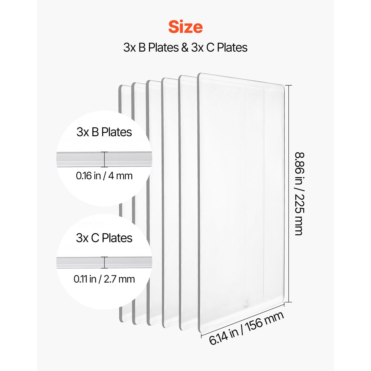 Cutting Plates, 6 Pcs, 8.86 x 6.14 in, Clear Polycarbonate Material, Die Cut Pads Compatible with Die Cutting and Embossing Machine KM-1860, for Scrapbooking, Card Making, Crafting