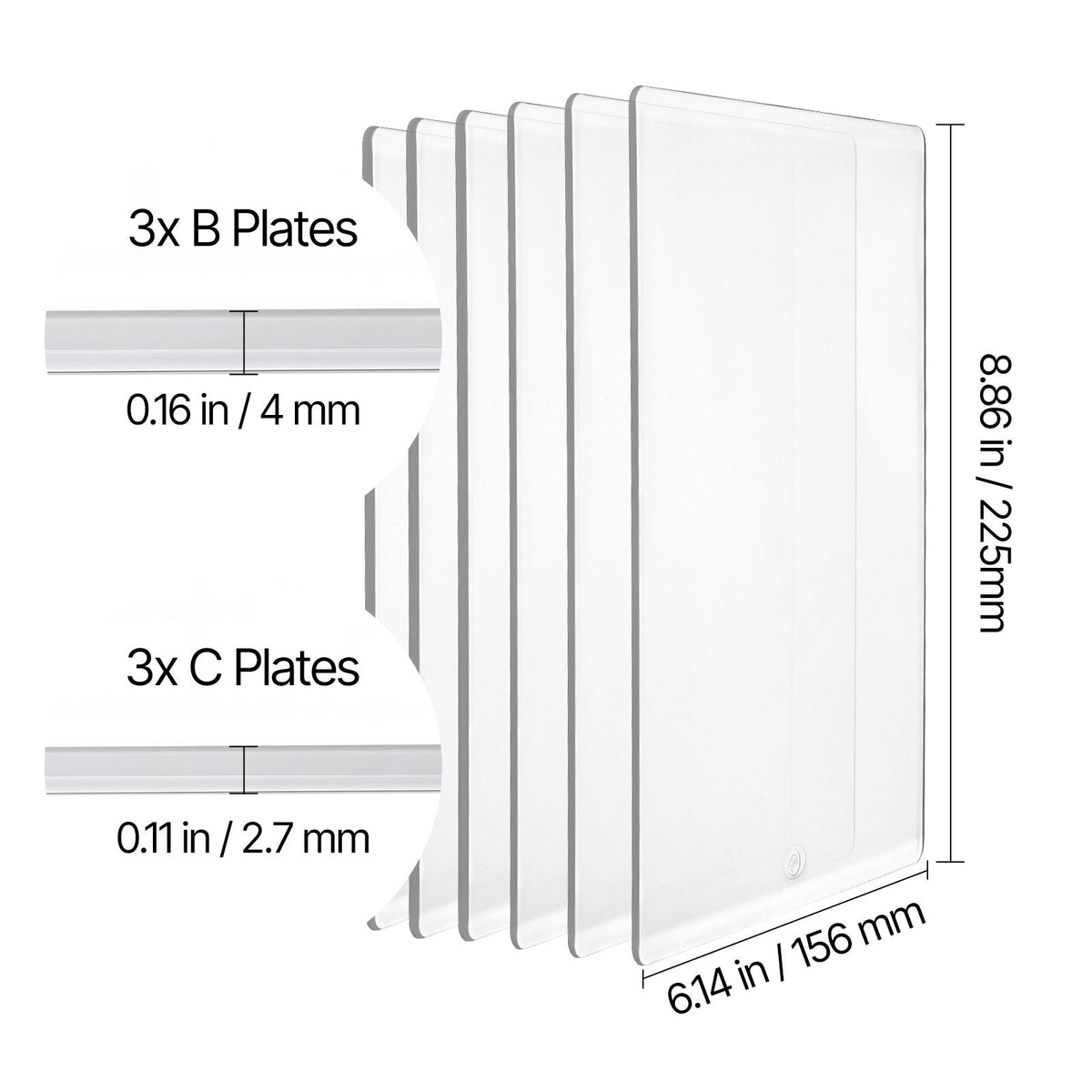 Cutting Plates, 6 Pcs, 8.86 x 6.14 in, Clear Polycarbonate Material, Die Cut Pads Compatible with Die Cutting and Embossing Machine KM-1860, for Scrapbooking, Card Making, Crafting