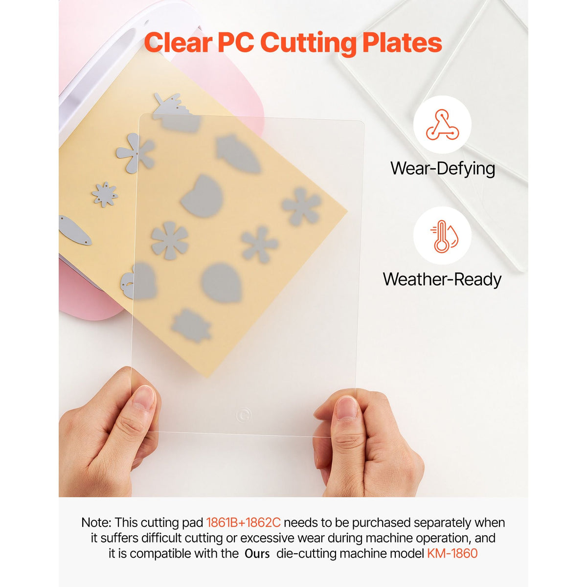 Cutting Plates, 6 Pcs, 8.86 x 6.14 in, Clear Polycarbonate Material, Die Cut Pads Compatible with Die Cutting and Embossing Machine KM-1860, for Scrapbooking, Card Making, Crafting