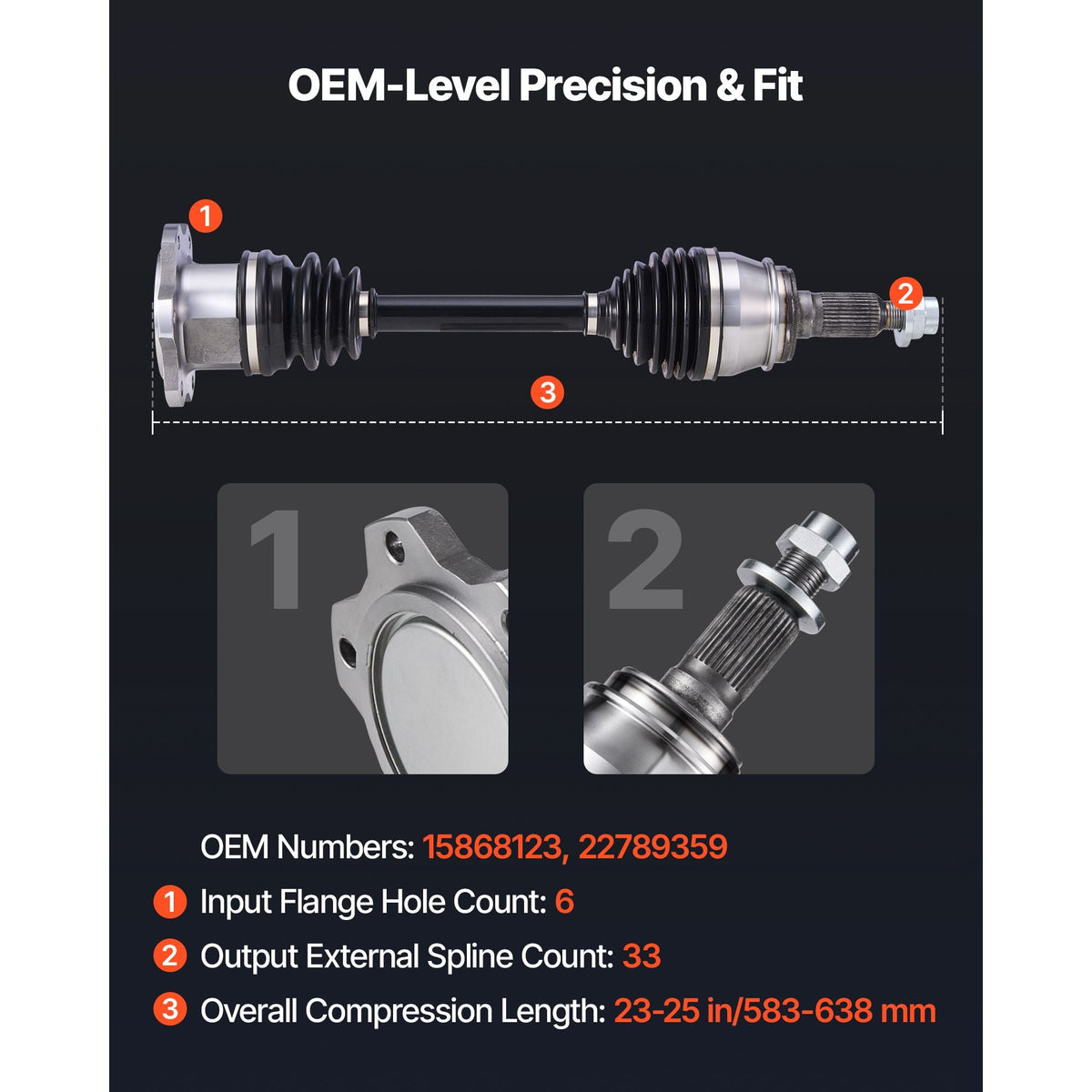 CV Axle Shaft Assembly, 2 Pieces Front Left & Right (Driver and Passenger Side), Automotive Replacement CV Axles Pair Compatible with 2007-2020 Cadillac Escalade, Alloy Steel & Carbon Steel