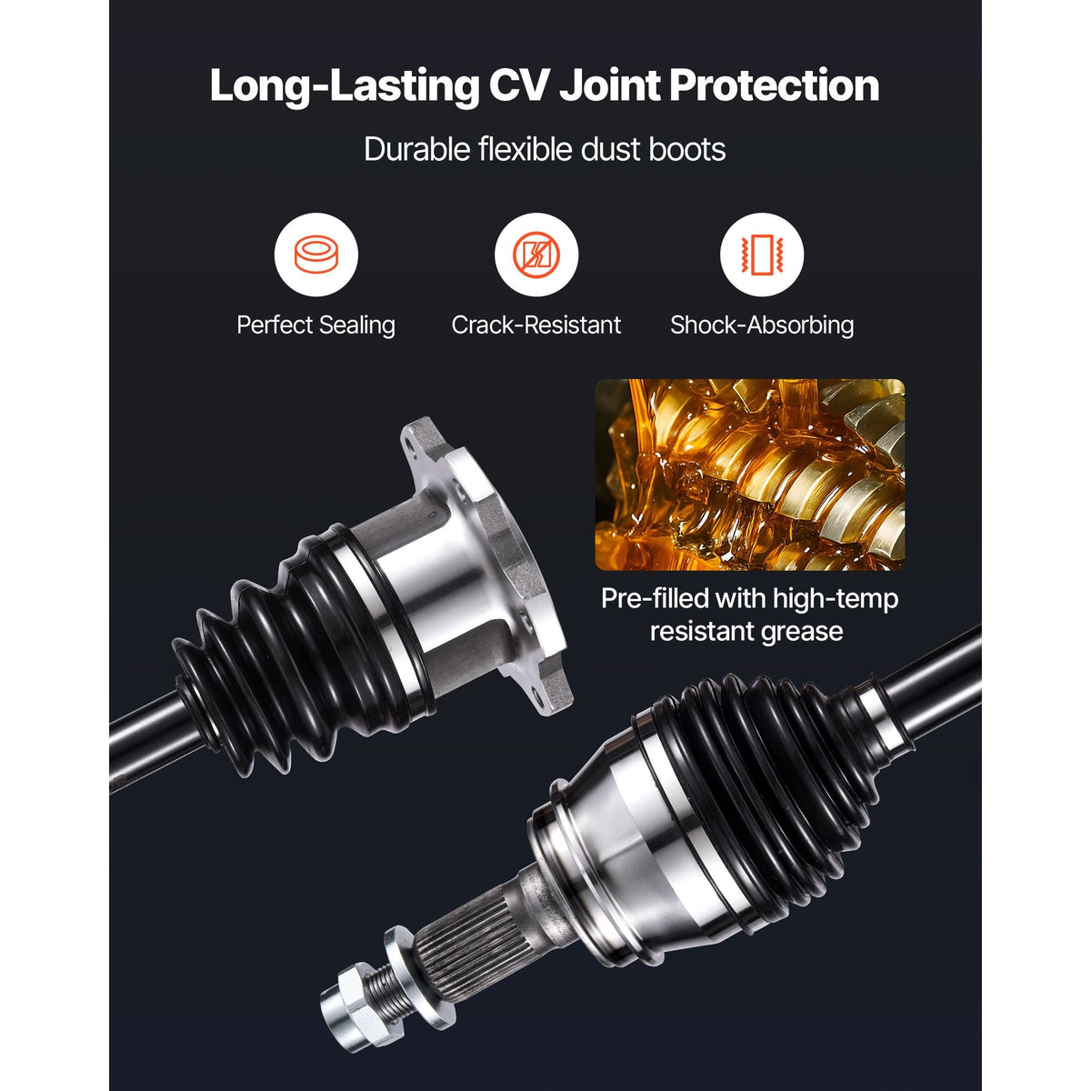 CV Axle Shaft Assembly, 2 Pieces Front Left & Right (Driver and Passenger Side), Automotive Replacement CV Axles Pair Compatible with 2007-2020 Cadillac Escalade, Alloy Steel & Carbon Steel