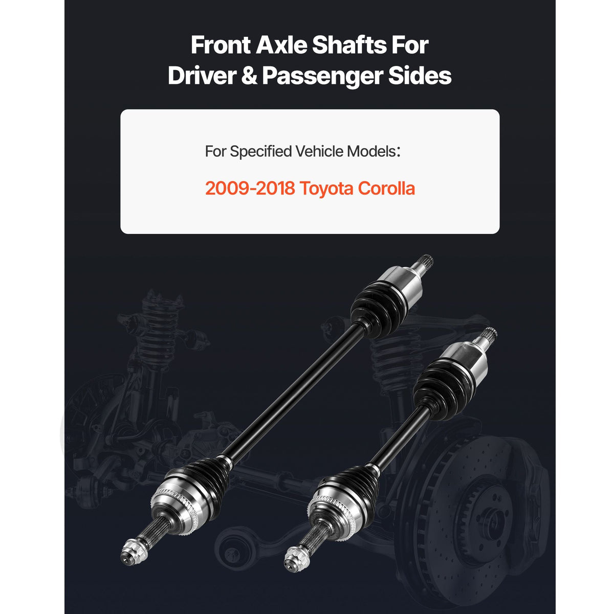 CV Axle Shaft Assembly, 2 Pieces Front Left & Right (Driver and Passenger Side), Automotive Replacement CV Joint Axles Pair Compatible with 2009-2018 Toyota Corolla, Alloy Steel & Carbon Steel