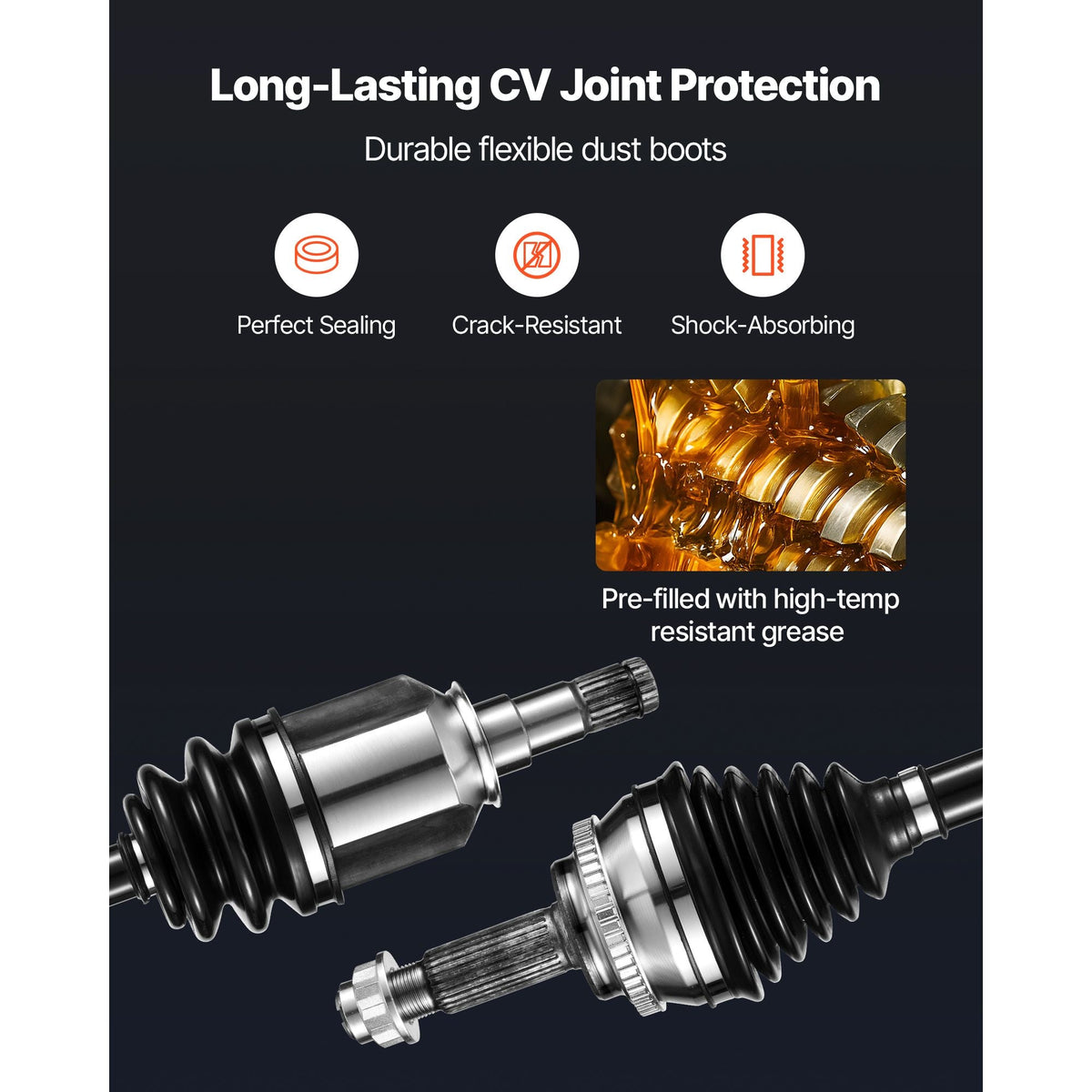 CV Axle Shaft Assembly, 2 Pieces Front Left & Right (Driver and Passenger Side), Automotive Replacement CV Joint Axles Pair Compatible with 2009-2018 Toyota Corolla, Alloy Steel & Carbon Steel