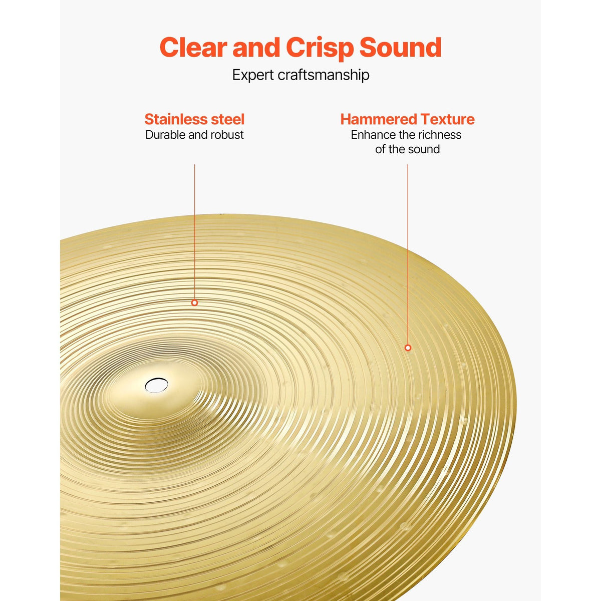 Cymbal Pack, 4 Pieces Cymbals for Drum Set, Alloy Cymbals Drum Set Includes 14-inch Hi-Hats, 16-inch Crash, 18-inch Crash, 20-inch Ride, Drumsticks & Cymbal Bag, Alloy Cymbal Pack for Drummer