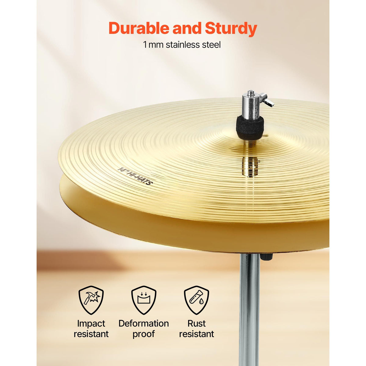 Cymbal Pack, 6 Pieces Cymbals for Drum Set, Alloy Cymbals Drum Set Includes 14-inch Hi-Hats, 16-inch Crash, 18-inch Crash, 20-inch Ride, 10-inch Splash, 16-inch China, Drumsticks & Cymbal Bag