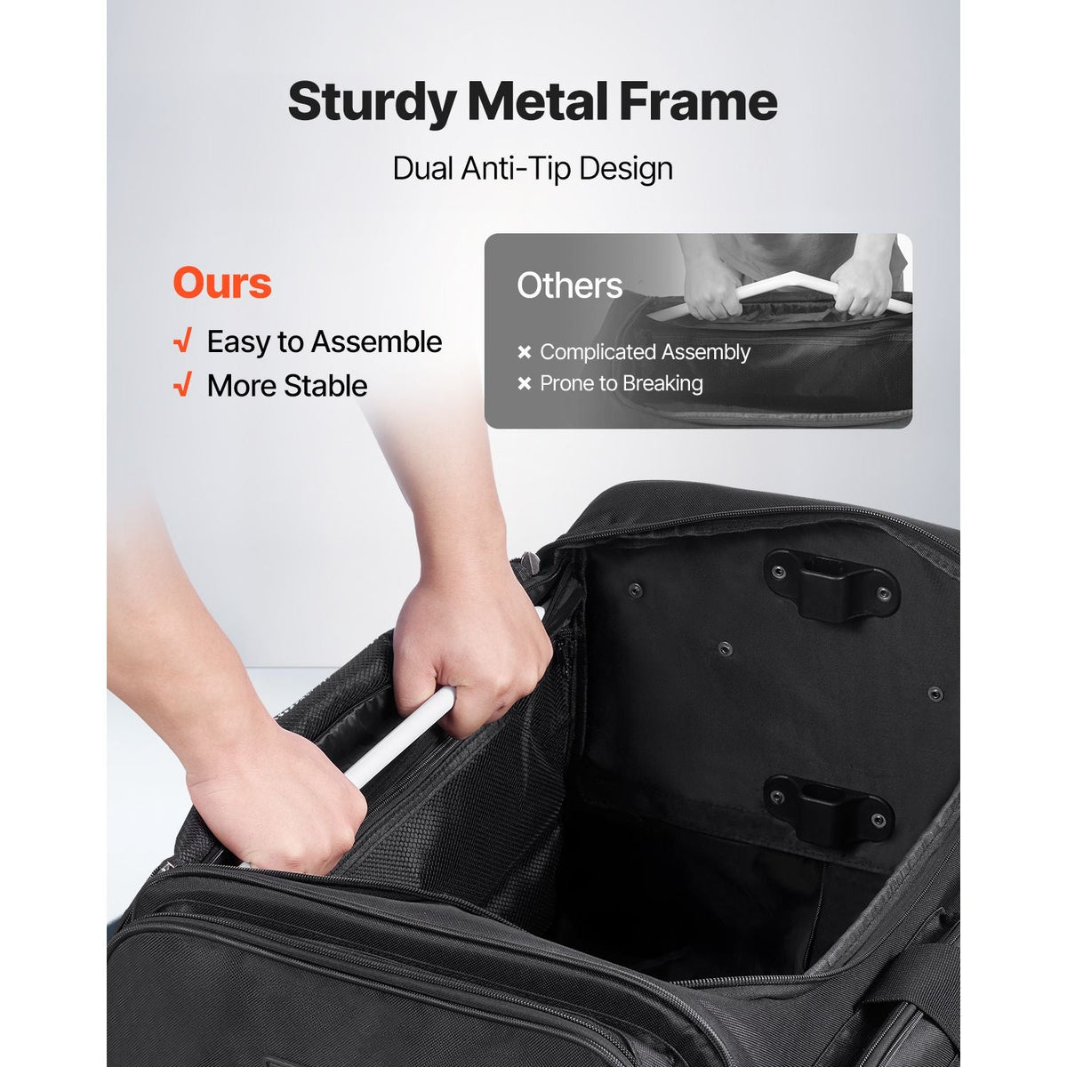 Dance Bag with Garment Rack, 23 Inch Rolling Dance Duffel, with Wheels, USB Port, Height Adjustable Clothes Rack, Privacy Protection Curtain, Ideal for Travel and Competitions, Matte Black