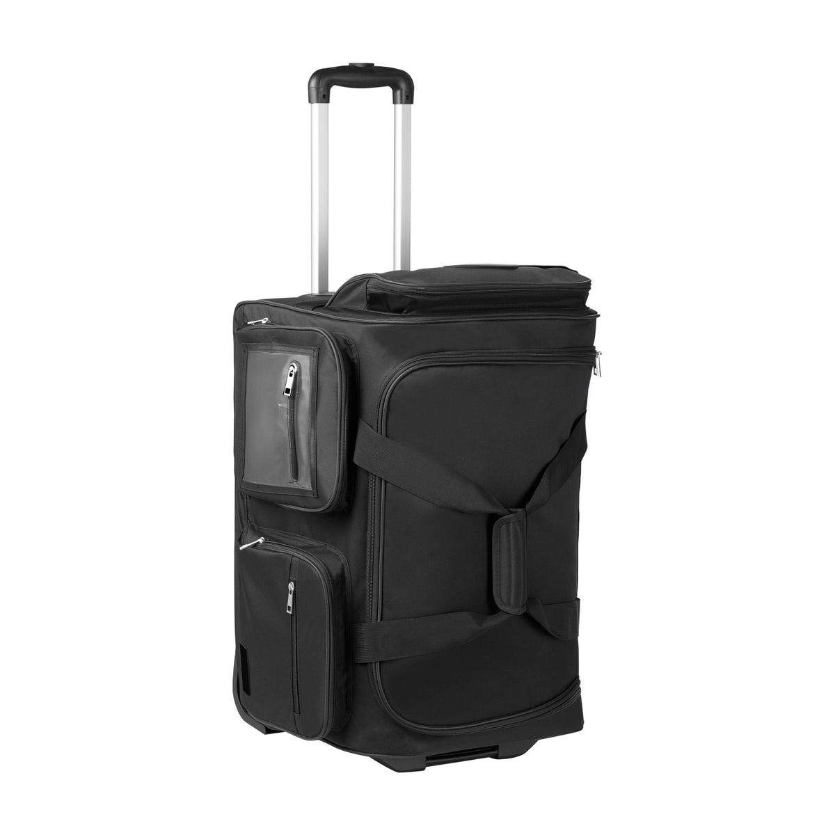 Dance Bag with Garment Rack, 23 Inch Rolling Dance Duffel, with Wheels, USB Port, Height Adjustable Clothes Rack, Privacy Protection Curtain, Ideal for Travel and Competitions, Matte Black
