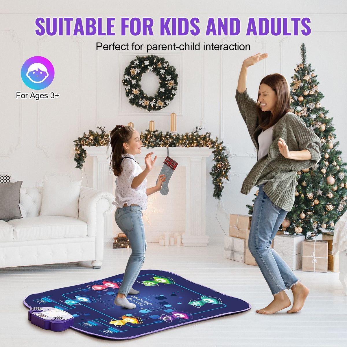 Dance Mat, 6-Button Dance Mixer Rhythm Step Play Mat, Electronic Dance Pad with Wireless Bluetooth, LED Lights, 5 Game Modes, Adjustable Volume, Built-in Music, Toys Gifts for 3+ Year Old Girls