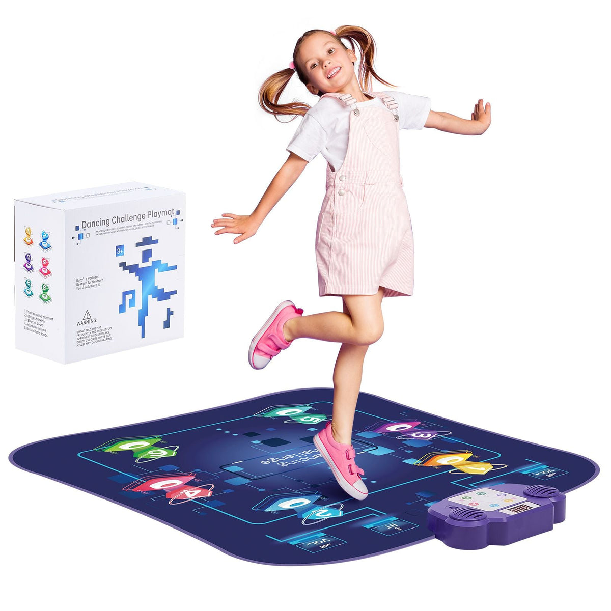 Dance Mat, 6-Button Dance Mixer Rhythm Step Play Mat, Electronic Dance Pad with Wireless Bluetooth, LED Lights, 5 Game Modes, Adjustable Volume, Built-in Music, Toys Gifts for 3+ Year Old Girls