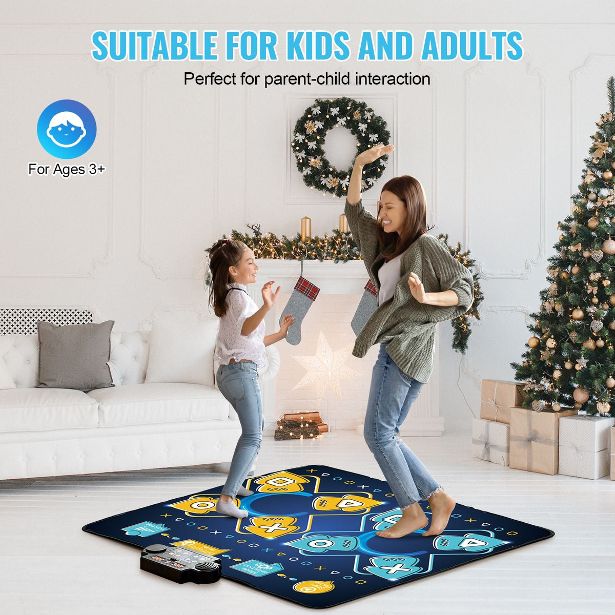 Dance Mat, 8-Button Dance Mixer Rhythm Step Play Mat, Electronic Dance Pad with Single/Two Player Modes, Adjustable Volume, Built-in Music, 8 Challenge Levels, Toys Gifts for 3+ Year Old Girls