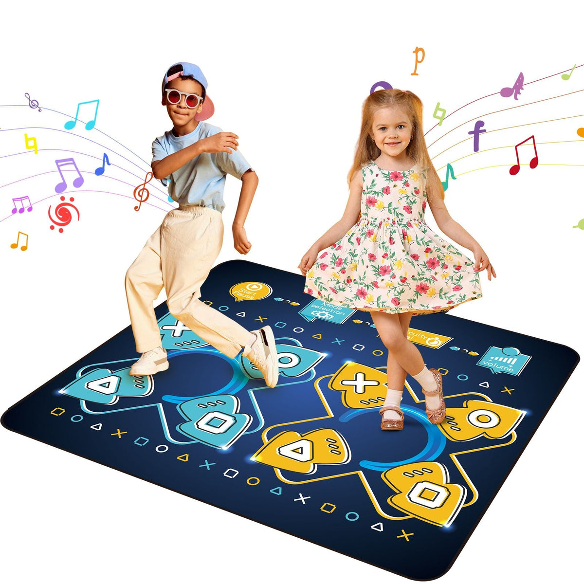 Dance Mat, 8-Button Dance Mixer Rhythm Step Play Mat, Electronic Dance Pad with Single/Two Player Modes, Adjustable Volume, Built-in Music, 8 Challenge Levels, Toys Gifts for 3+ Year Old Girls