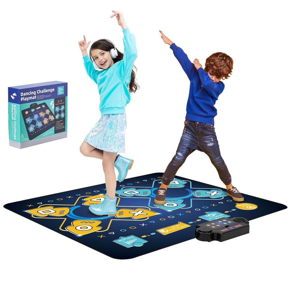 Dance Mat, 8-Button Dance Mixer Rhythm Step Play Mat, Electronic Dance Pad with Single/Two Player Modes, Adjustable Volume, Built-in Music, 8 Challenge Levels, Toys Gifts for 3+ Year Old Girls