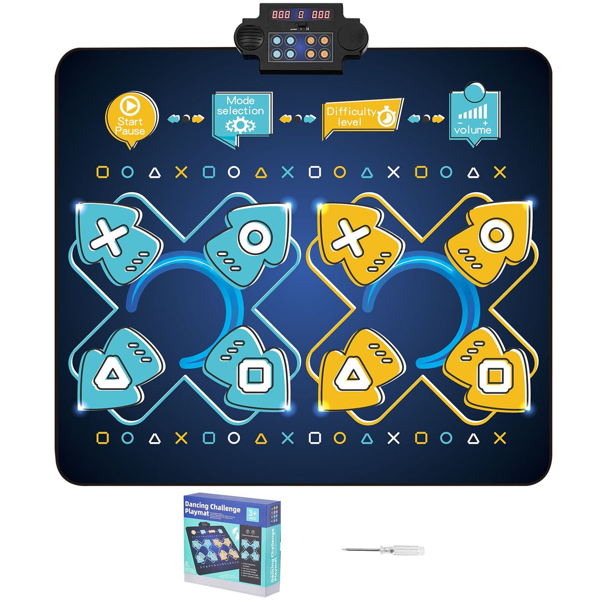 Dance Mat, 8-Button Dance Mixer Rhythm Step Play Mat, Electronic Dance Pad with Single/Two Player Modes, Adjustable Volume, Built-in Music, 8 Challenge Levels, Toys Gifts for 3+ Year Old Girls