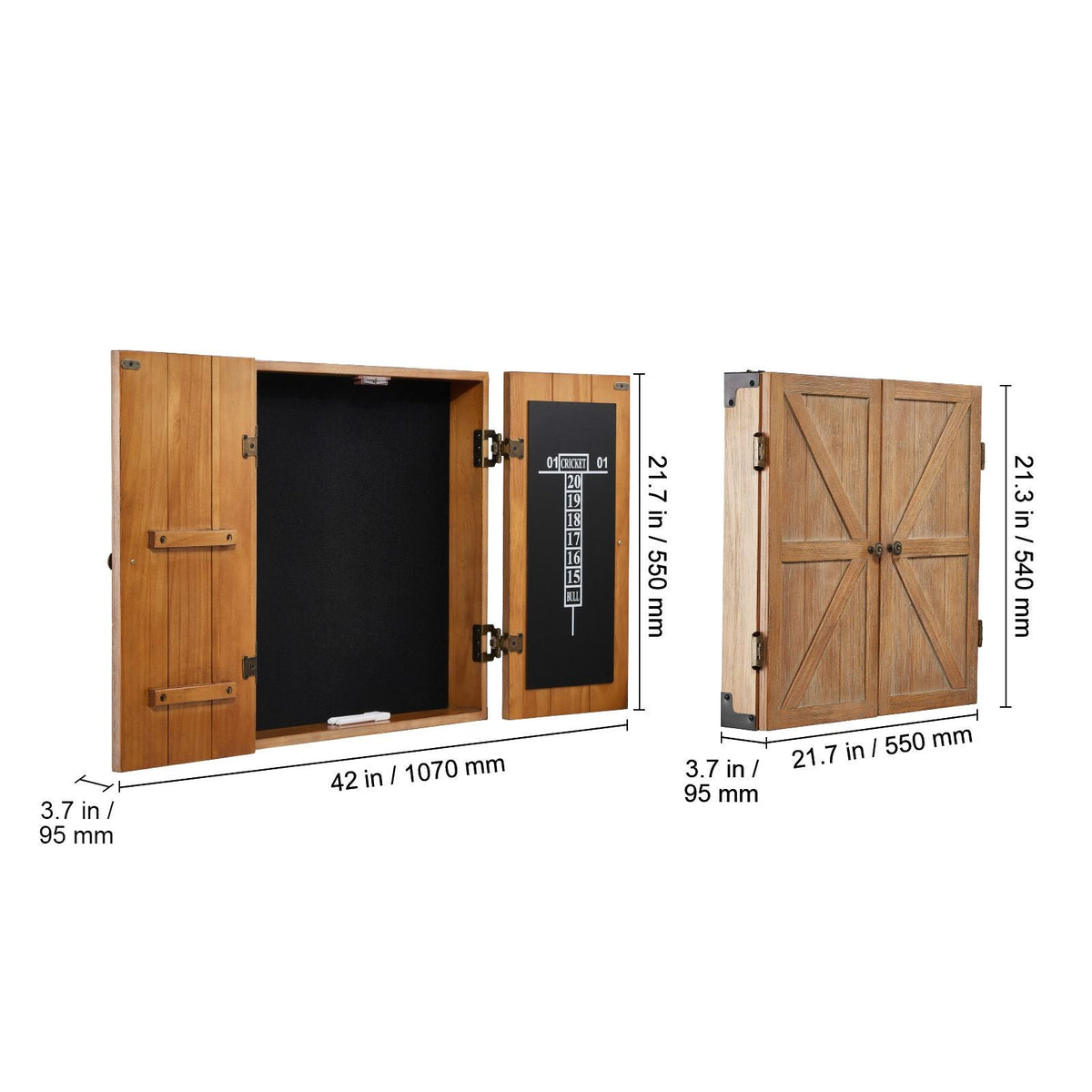 Dartboard Cabinet, Solid Wood Dartboard Cabinet Set, Official Size Hideaway Cabinet with Socreboard and Accessories, Features Easy Assembly, Perfect for Cricket Games (Dartboard Not Included)