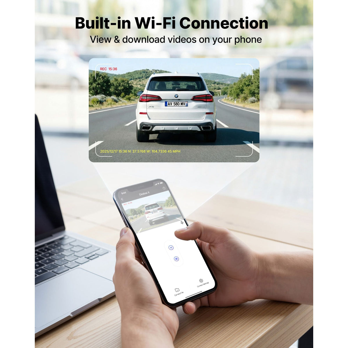 Dash Cam Front and Rear, 4K+1080P, WiFi APP Control, Dual Channel Dash Camera for Cars with Built-in GPS, G-Sensor, Front 123° & Rear 125°, 3" Large Screen, Loop Recording, and Parking Mode