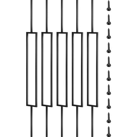 Deck Balusters, 10 Pack Metal Deck Spindles, 44\"x0.5\" Staircase Baluster with Screws, Iron Deck Railing for Wood and Composite Deck, Stylish Black Baluster for Outdoor Stair Deck Porch