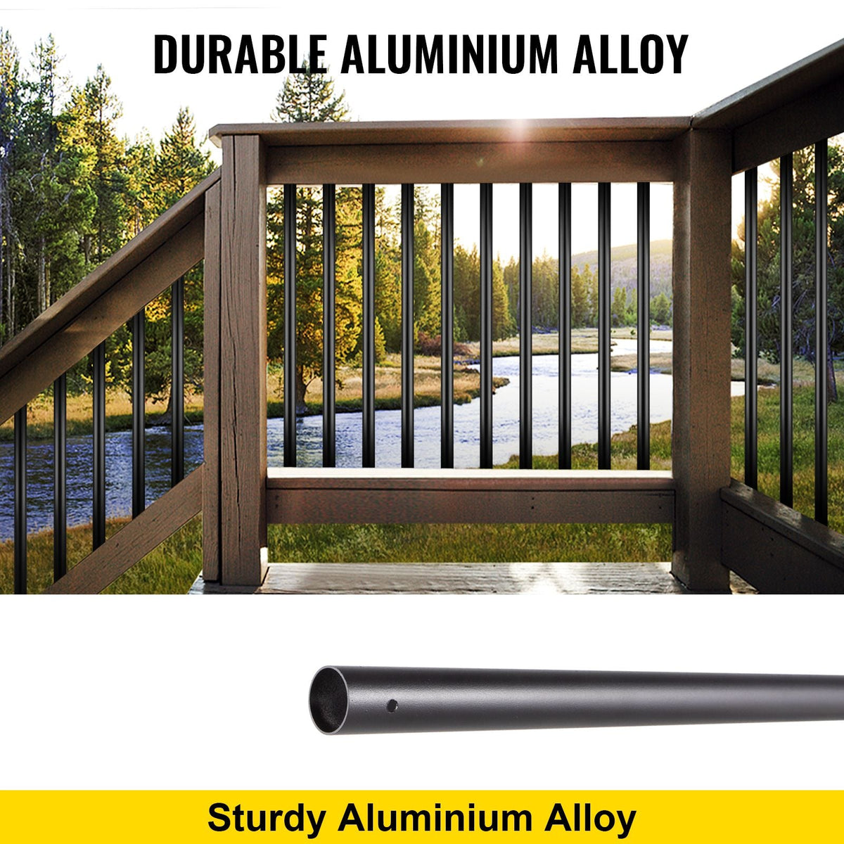 Deck Balusters, 101 Pack Metal Deck Spindles, 26\"x0.75\" Staircase Baluster with Screws, Aluminum Alloy Deck Railing for Wood and Composite Deck, Circle Baluster for Outdoor Stair Deck Porch