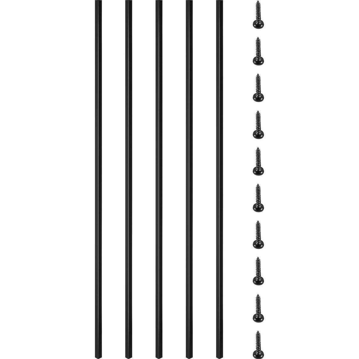 Deck Balusters, 16 Pack Metal Deck Spindles, 44\"x0.5\" Staircase Baluster with Screws, Iron Deck Railing for Wood and Composite Deck, Stylish Black Baluster for Outdoor Stair Deck Porch