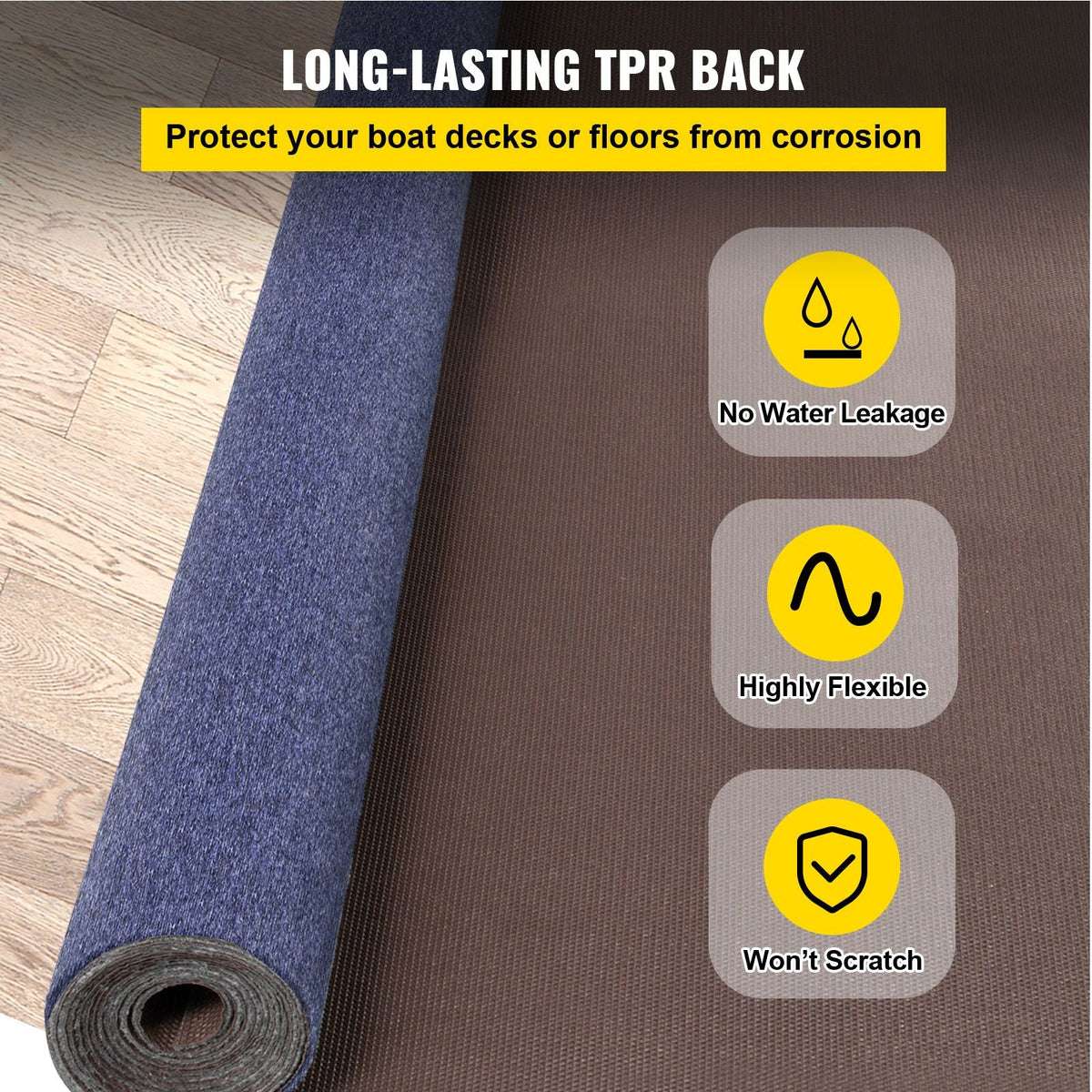 Deep Blue Marine Carpet 6 ft x 39.3 ft, Boat Carpet Rugs, Indoor Outdoor Rugs for Patio Deck Non-Slide TPR Water-Proof Back Outdoor Marine Carpeting Outdoor Carpet