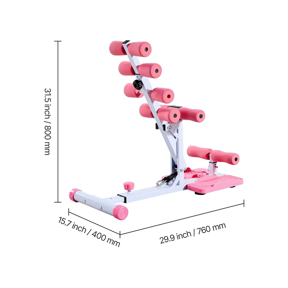 Deep Squat Machine, Adjustable Glutes Trainer Machine with 3 High-Strength Resistance Bands, Folding Core Leg & Glutes Exercise Trainer, Push Up Workout Equipment at Home Gym, Pink + White