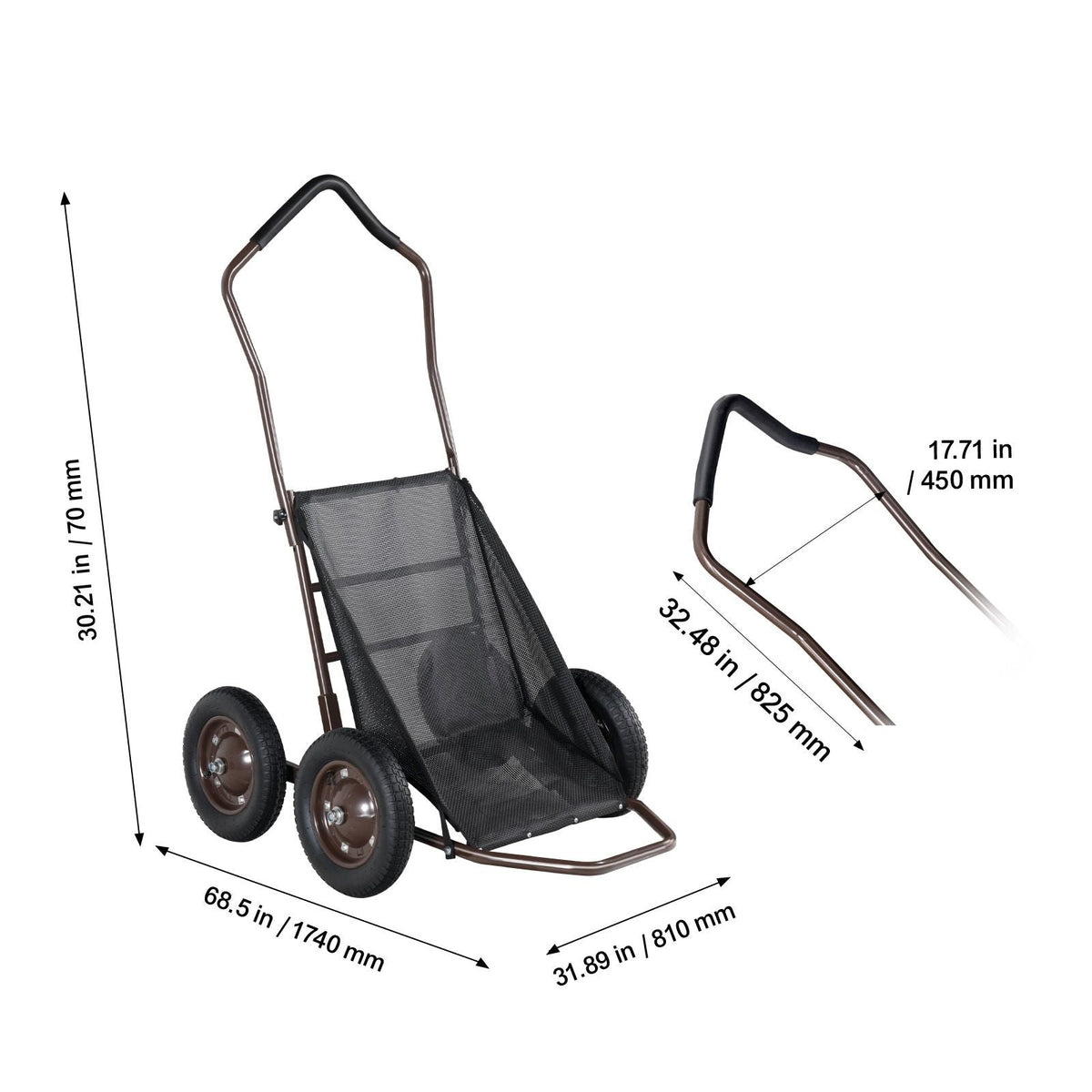 Deer Cart, 500 LBS Capacity Folding Game Cart, Deer Cart Game Hauler with 4 Big Wheels & Ergonomic Handle, Heavy-Duty Game Cart Accessories, Utility Gear Dolly for Hunting Fishing Hiking