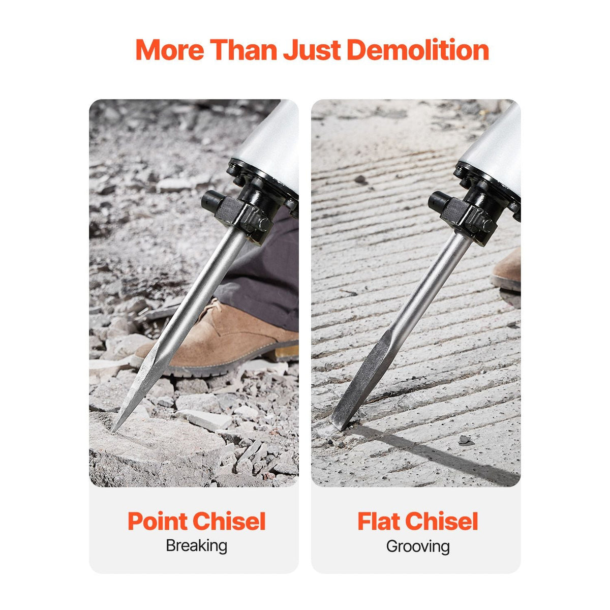Demolition Jack Hammer, 2800 W Powerful Electric Jackhammer, 1200 BPM Concrete Breaker with a Point Chisel, a Flat Chisel, Carrying Case, Gloves, for Concrete, Wall, Brick, Tile and Foundation