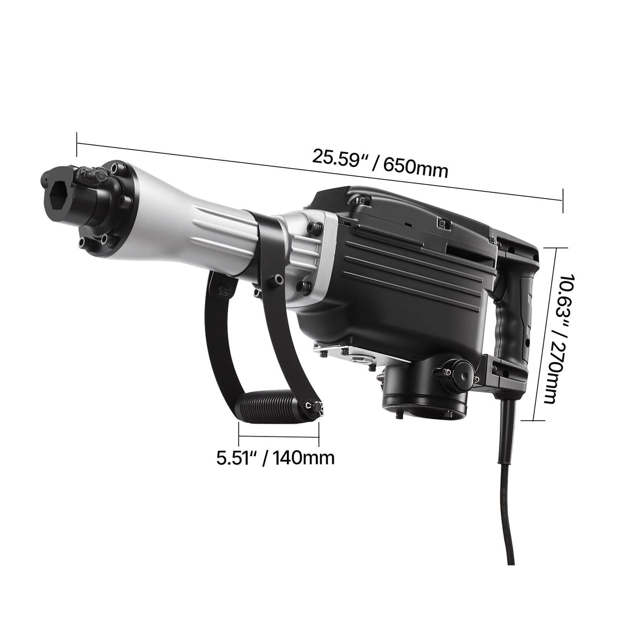 Demolition Jack Hammer, 2800 W Powerful Electric Jackhammer, 1200 BPM Concrete Breaker with a Point Chisel, a Flat Chisel, Carrying Case, Gloves, for Concrete, Wall, Brick, Tile and Foundation
