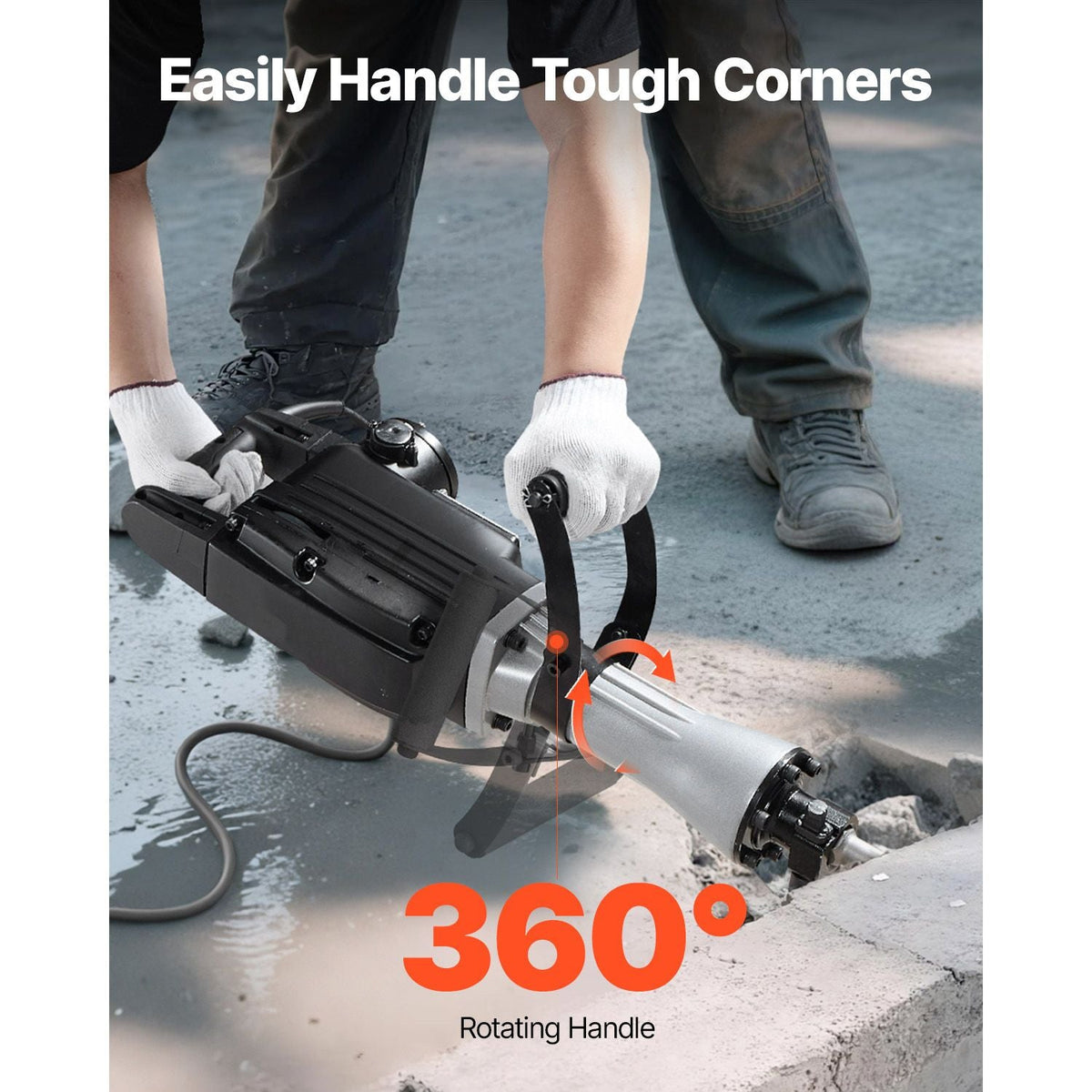 Demolition Jack Hammer, 2800 W Powerful Electric Jackhammer, 1200 BPM Concrete Breaker with a Point Chisel, a Flat Chisel, Carrying Case, Gloves, for Concrete, Wall, Brick, Tile and Foundation