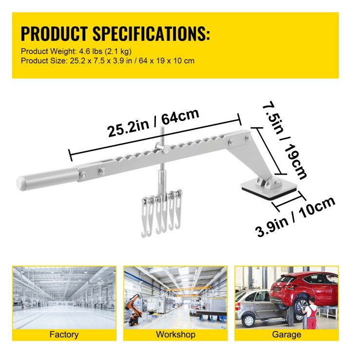 Dent Pull Lever Bar 6 Claw Hook Dent Puller Single Leg Lifter Portable Dent Pull Bar Aluminum Alloy for Car Dent Repairing