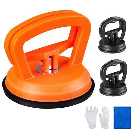 Dent Removal Kit, 3 Packs Suction Cups, Dent Puller Handle Lifter with Gloves and Cloth, Paintless Car Dent Puller Remover for Car Dent Repair, Glass, Tiles, Mirror Lifting and Moving