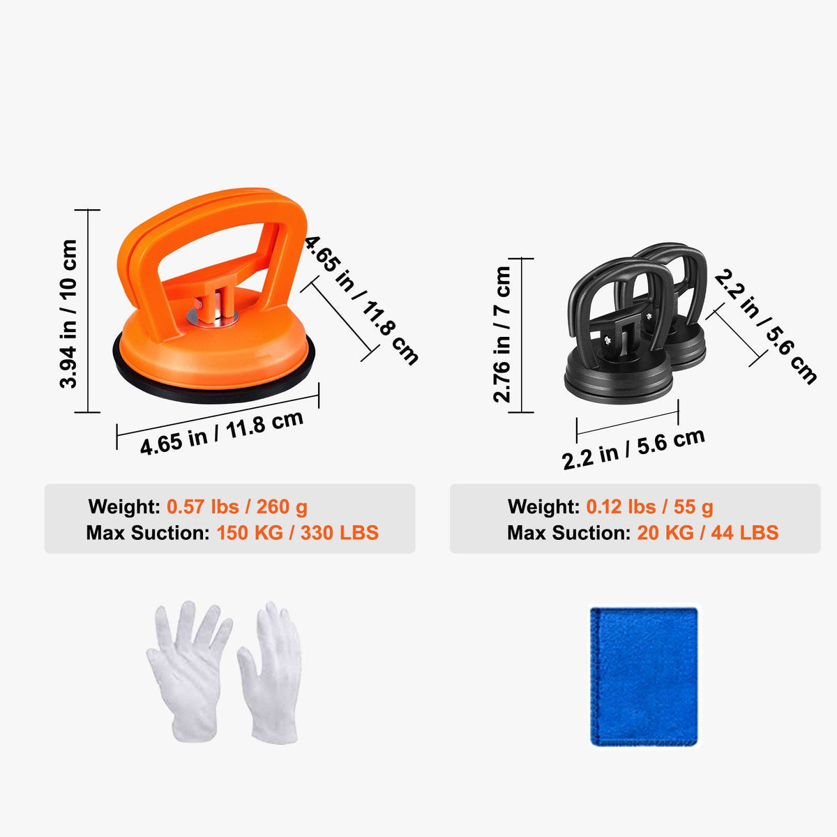 Dent Removal Kit, 3 Packs Suction Cups, Dent Puller Handle Lifter with Gloves and Cloth, Paintless Car Dent Puller Remover for Car Dent Repair, Glass, Tiles, Mirror Lifting and Moving