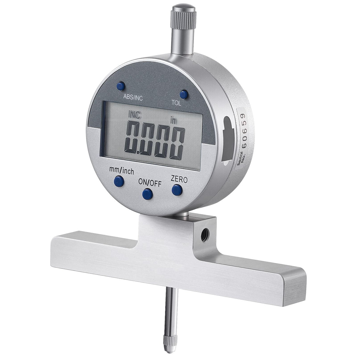 Depth Gauge, Depth Micrometer Digital Electronic Indicator 0-22 inch Measuring Range, 0.0005" Resolution, Precision Unit Conversion with 4 Anvils, Measuring Tool for Groove, Step, Hole