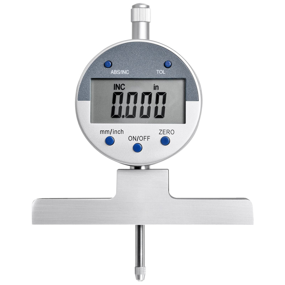 Depth Gauge, Depth Micrometer Digital Electronic Indicator 0-22 inch Measuring Range, 0.0005" Resolution, Precision Unit Conversion with 4 Anvils, Measuring Tool for Groove, Step, Hole