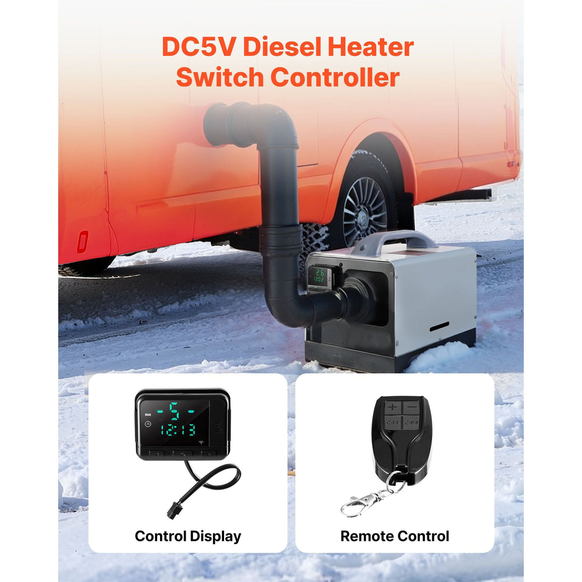 Diesel Air Heater Controller, DC5V Universal Diesel Air Heater Controller Thermostat Switch, Parking Heaters Controllers with LCD Display and Remote Control, Fits for 2KW/5KW/8KW Diesels Heaters