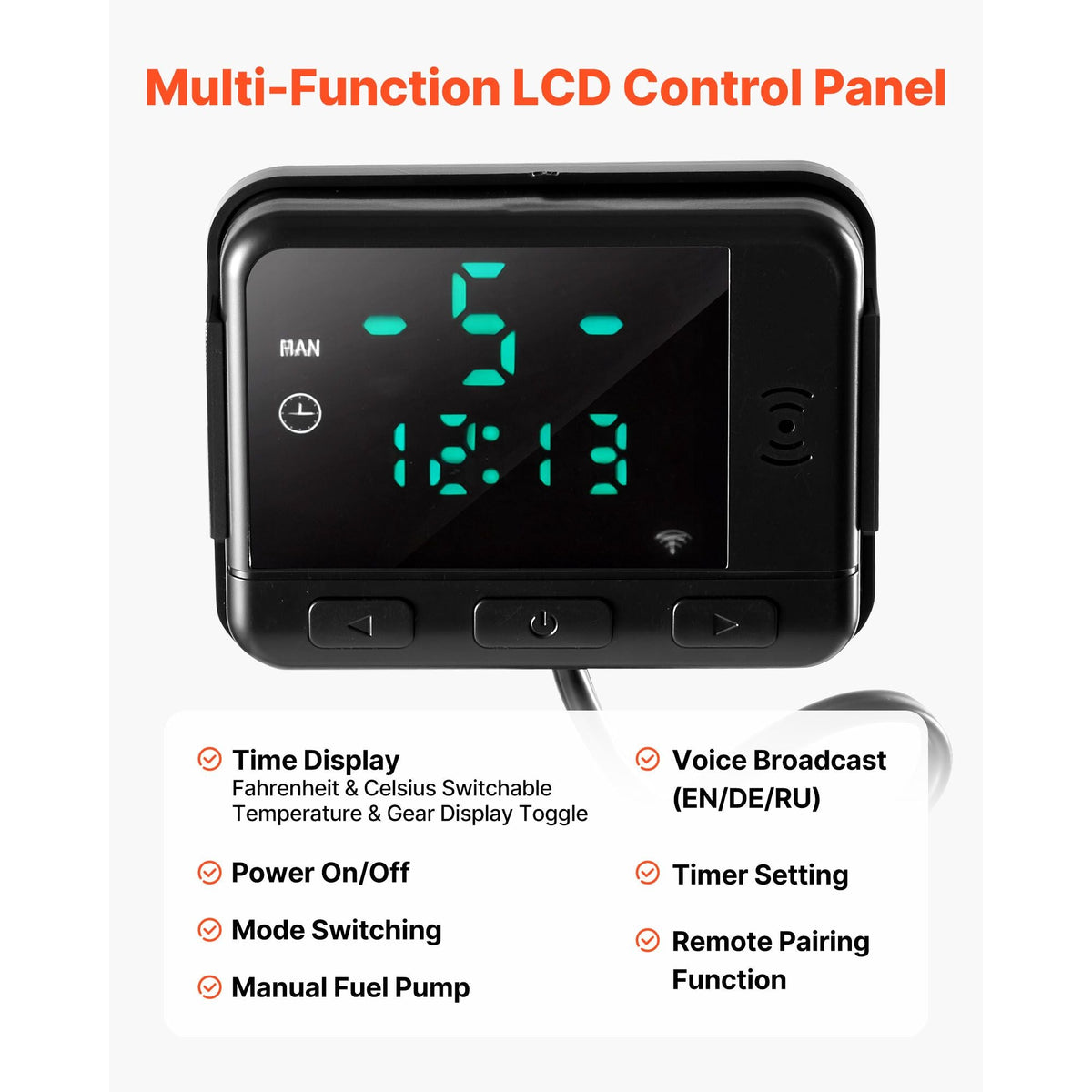 Diesel Air Heater Controller, DC5V Universal Diesel Air Heater Controller Thermostat Switch, Parking Heaters Controllers with LCD Display and Remote Control, Fits for 2KW/5KW/8KW Diesels Heaters