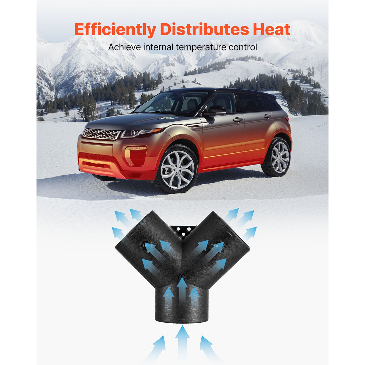 Diesel Heater Connector, 3 inch Diesel Heater Duct Connector Accessories, 3-Way Y Branch Diesels Heaters Air Vent Duct with 2 90° Rotatable Valves, Black Joint Connectors for 2KW 5KW 8KW Heaters