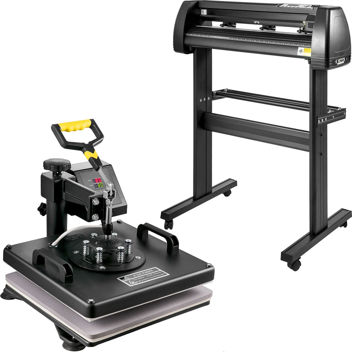 Digital Clamshell 15" X 15" (38 X 38cm) Heat Transfer Press + 28 Inch Vinyl Cutter Machine Kit Software