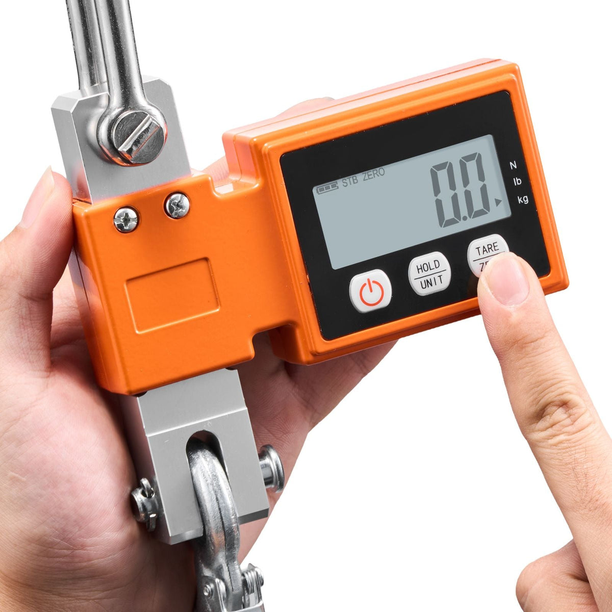 Digital Crane Scale, 1100 lbs/500 kg Max Capacity, Heavy Duty Industrial Hanging Scale with Cast Aluminum Case & LCD Display, 0.2 lbs Division & 3 Unit Switch, Auto-Off Setting for Garage