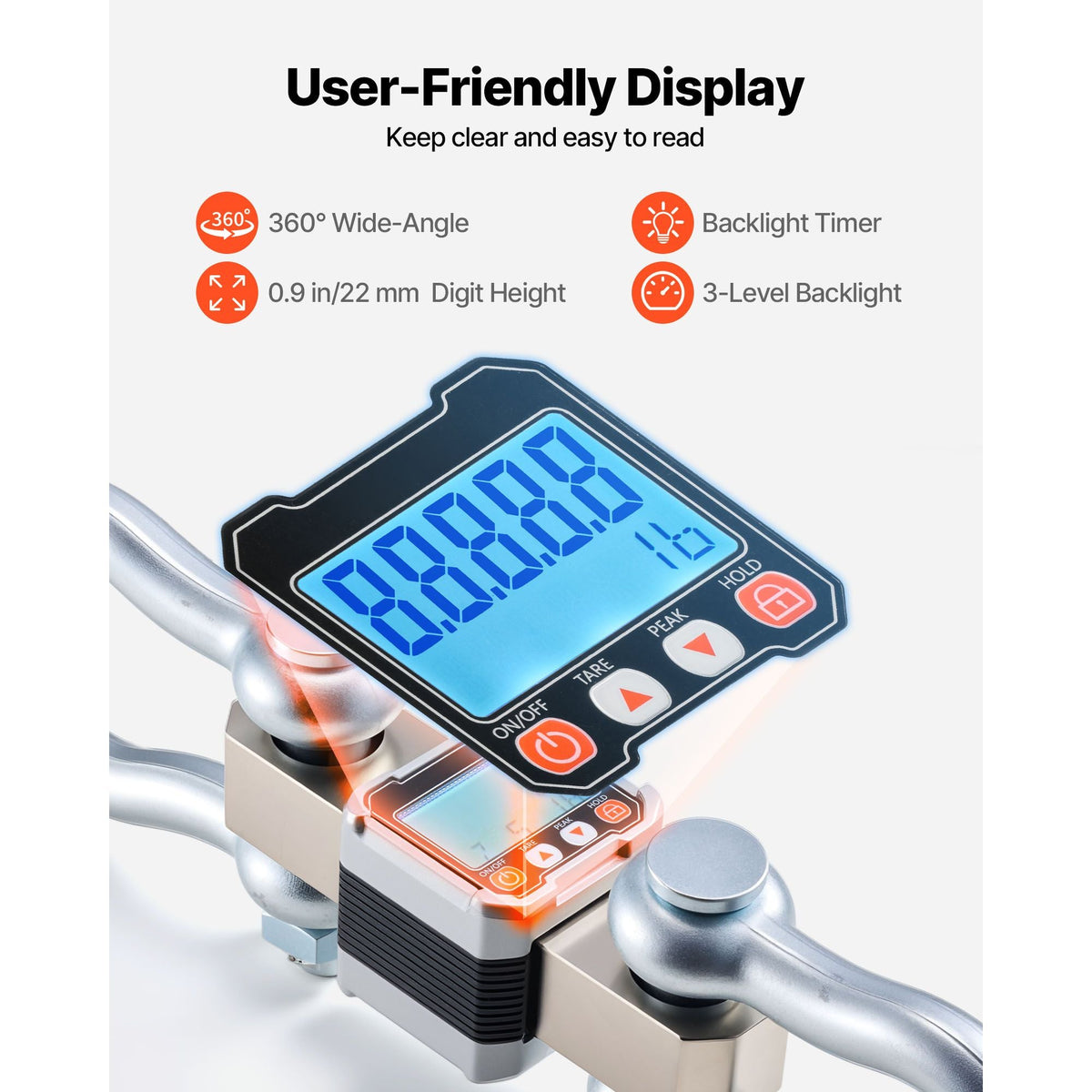 Digital Crane Scale, 22000 lbs/10 T Max Capacity, Heavy Duty Industrial Hanging Scale with Cast Aluminum Case & LCD Display, 5 lbs Division & 3 Unit Switch, Remote Control for Garage Factory
