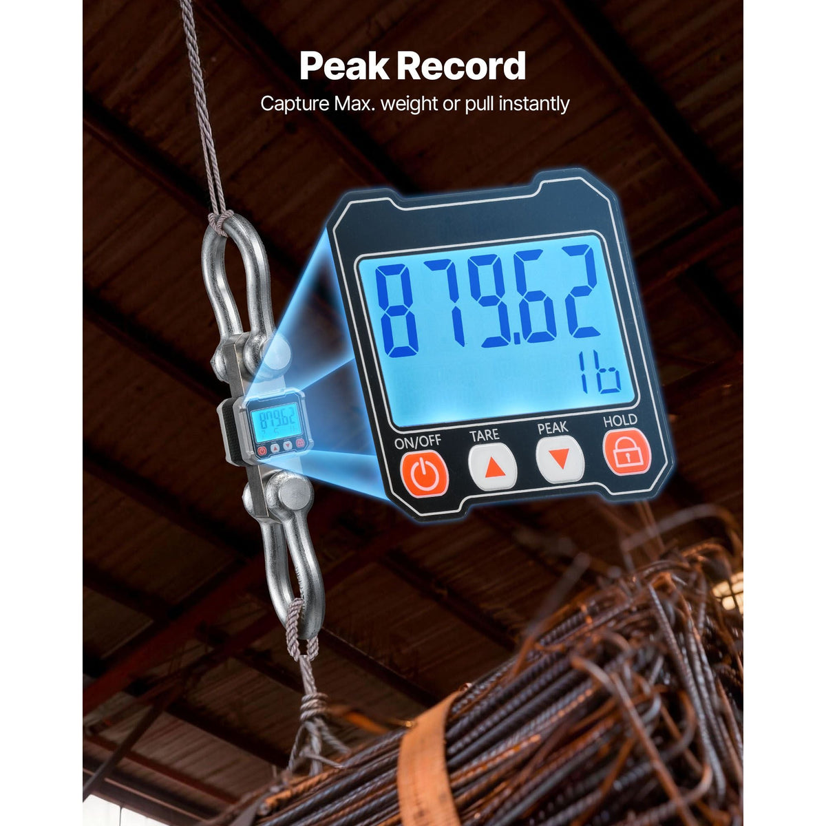 Digital Crane Scale, 22000 lbs/10 T Max Capacity, Heavy Duty Industrial Hanging Scale with Cast Aluminum Case & LCD Display, 5 lbs Division & 3 Unit Switch, Remote Control for Garage Factory