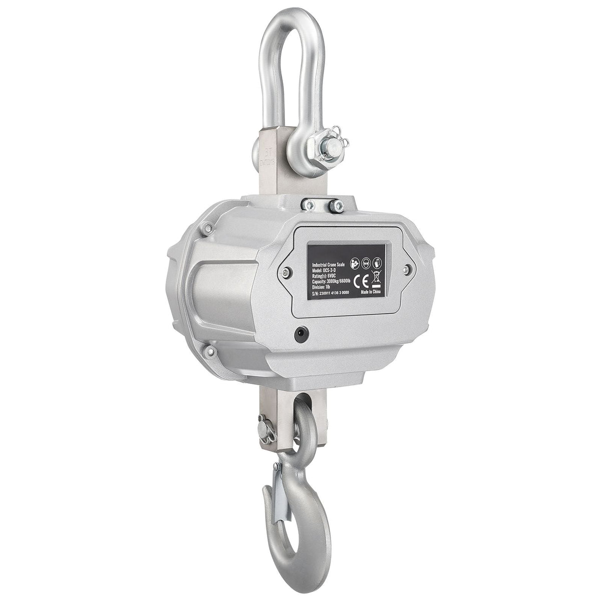 Digital Crane Scale, 6600 lbs/3000 kg, Industrial Heavy Duty Hanging Scale with Remote Control, Cast Aluminum Case & LED Screen, High Precision for Construction, Factory, Farm, Hunting (Silver)