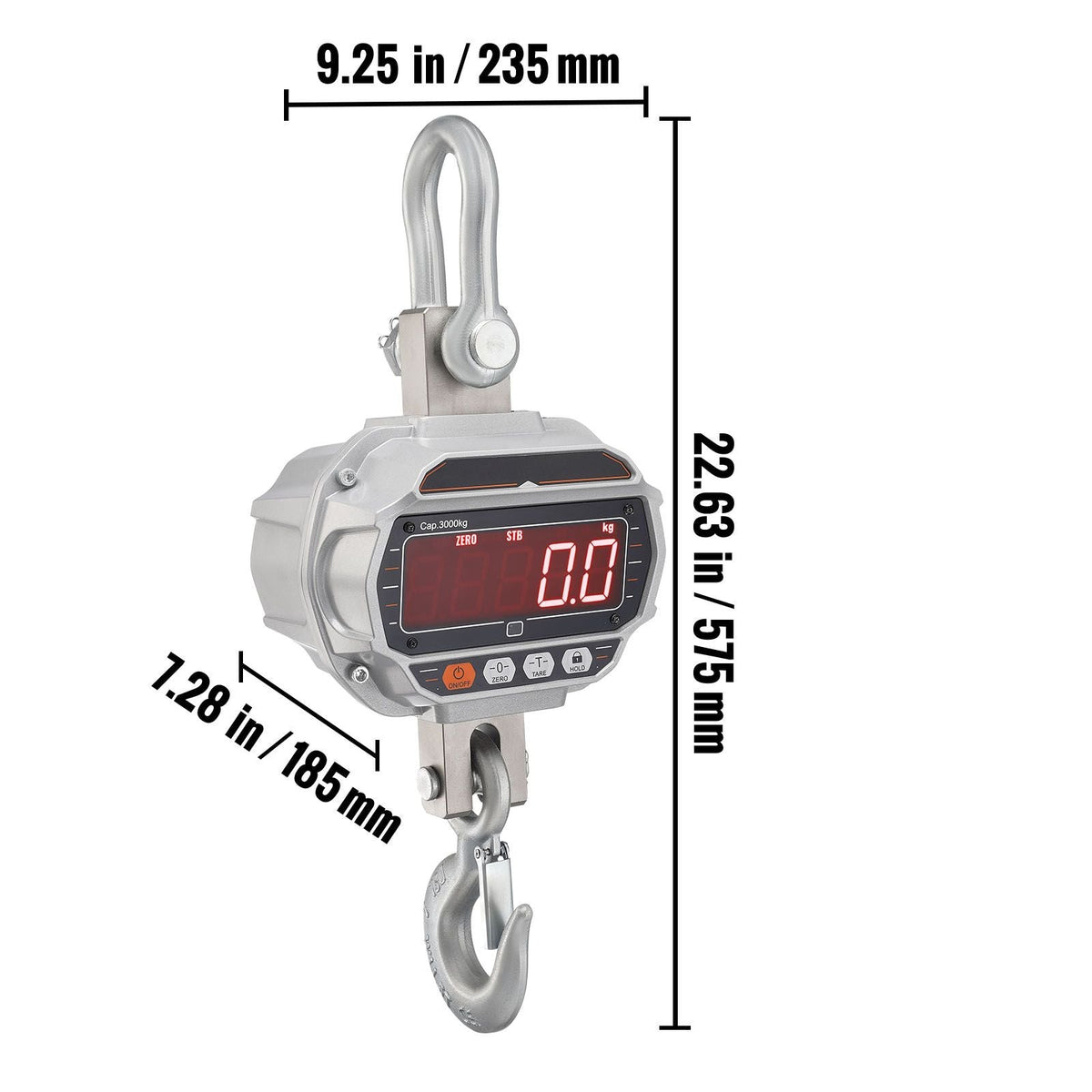 Digital Crane Scale, 6600 lbs/3000 kg, Industrial Heavy Duty Hanging Scale with Remote Control, Cast Aluminum Case & LED Screen, High Precision for Construction, Factory, Farm, Hunting (Silver)