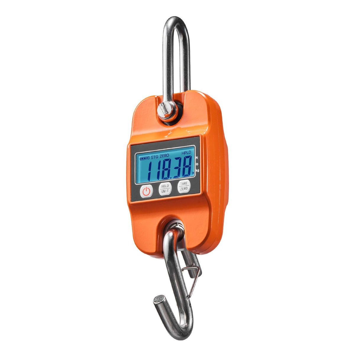 Digital Crane Scale, 880 lbs/400 kg Max Capacity, Handheld Hanging Scale with Cast Aluminum Case & LCD Display, 0.2 lbs Division & 3 Unit Switch, Auto-Off Setting, Orange