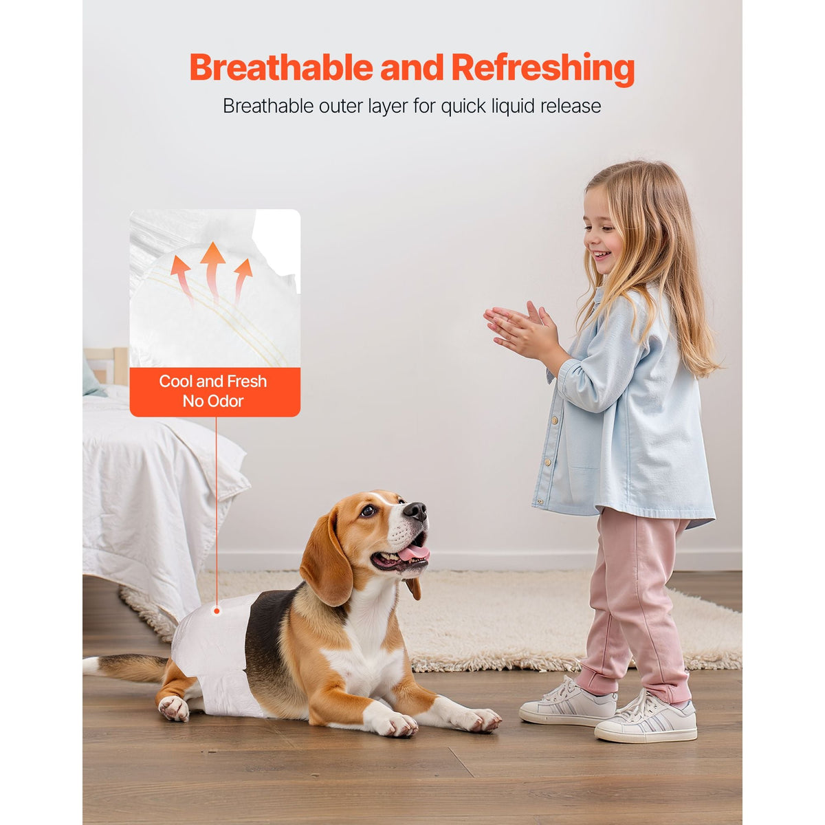 Disposable Dog Diapers, Super Absorbent Female Dog Diapers, 360° Leak-Proof Female Doggy Pet Diaper with Wetness Indicator for Heat Period, Training, Incontinence - S, 96 Count (2 Packs of 48)