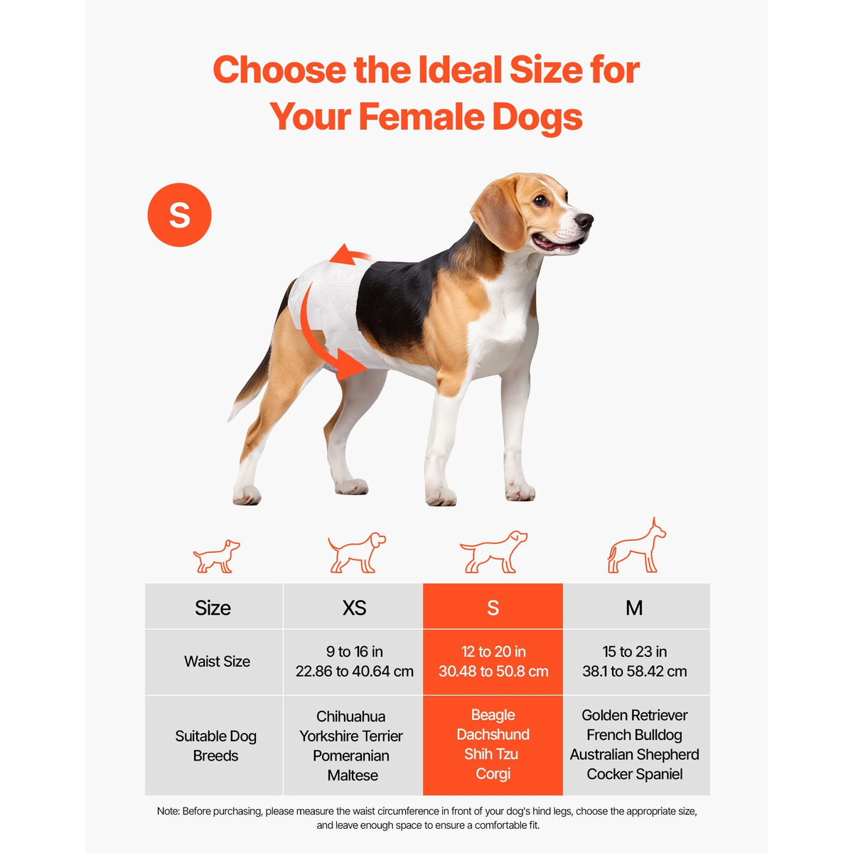 Disposable Dog Diapers, Super Absorbent Female Dog Diapers, 360° Leak-Proof Female Doggy Pet Diaper with Wetness Indicator for Heat Period, Training, Incontinence - S, 96 Count (2 Packs of 48)