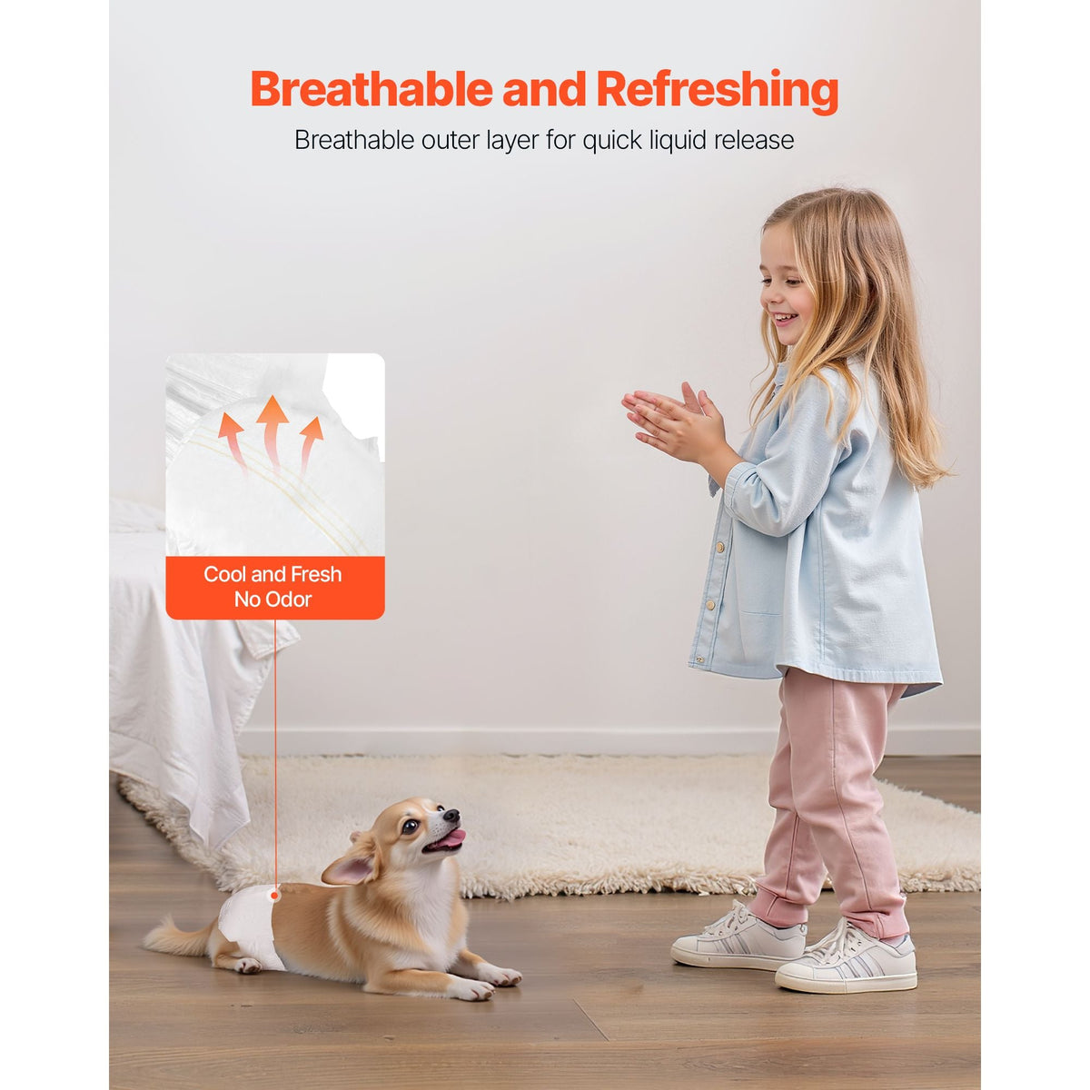 Disposable Dog Diapers, Super Absorbent Female Dog Diapers, 360° Leak-Proof Female Doggy Pet Diaper with Wetness Indicator for Heat Period, Training, Incontinence - XS, 144 Count (2 Packs of 72)