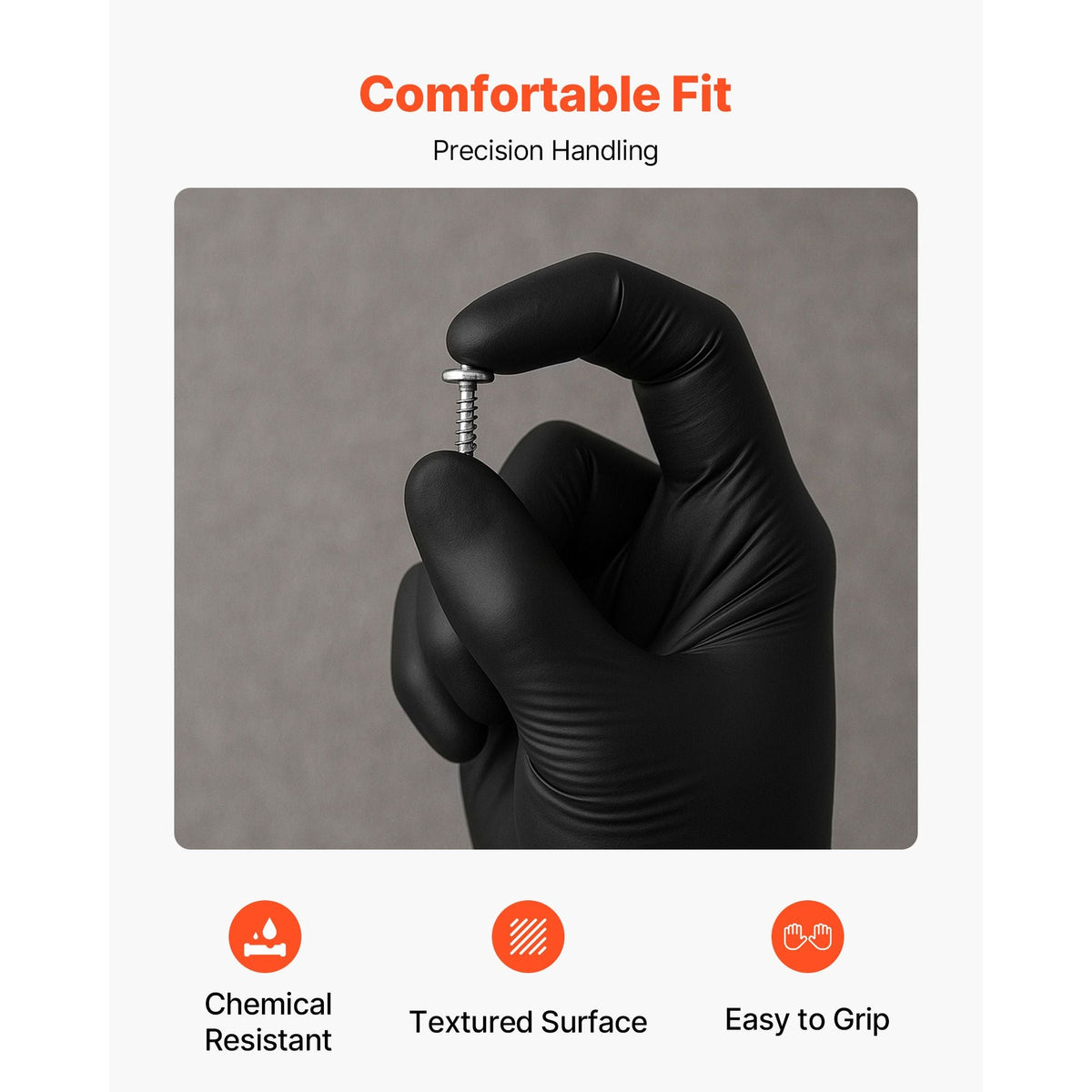 Disposable Gloves, 4.5 Mil Black Nitrile Gloves with Textured Fingertips, Latex & Powder-Free, Food-Grade, Puncture Resistance, Ideal for Medical Exams, Cooking and Cleaning, 1000 Count, Large