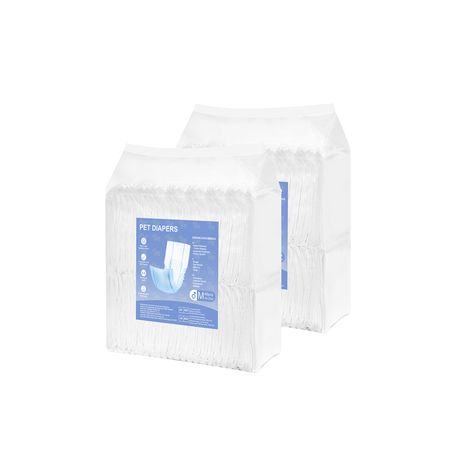 Disposable Male Dog Diapers, Super Absorbent Male Dog Wraps, 360 ° Leak-Proof Belly Bands with Wetness Indicator for Doggies in Heat, Training, Incontinence - M, 96 Count (2 Packs of 48)