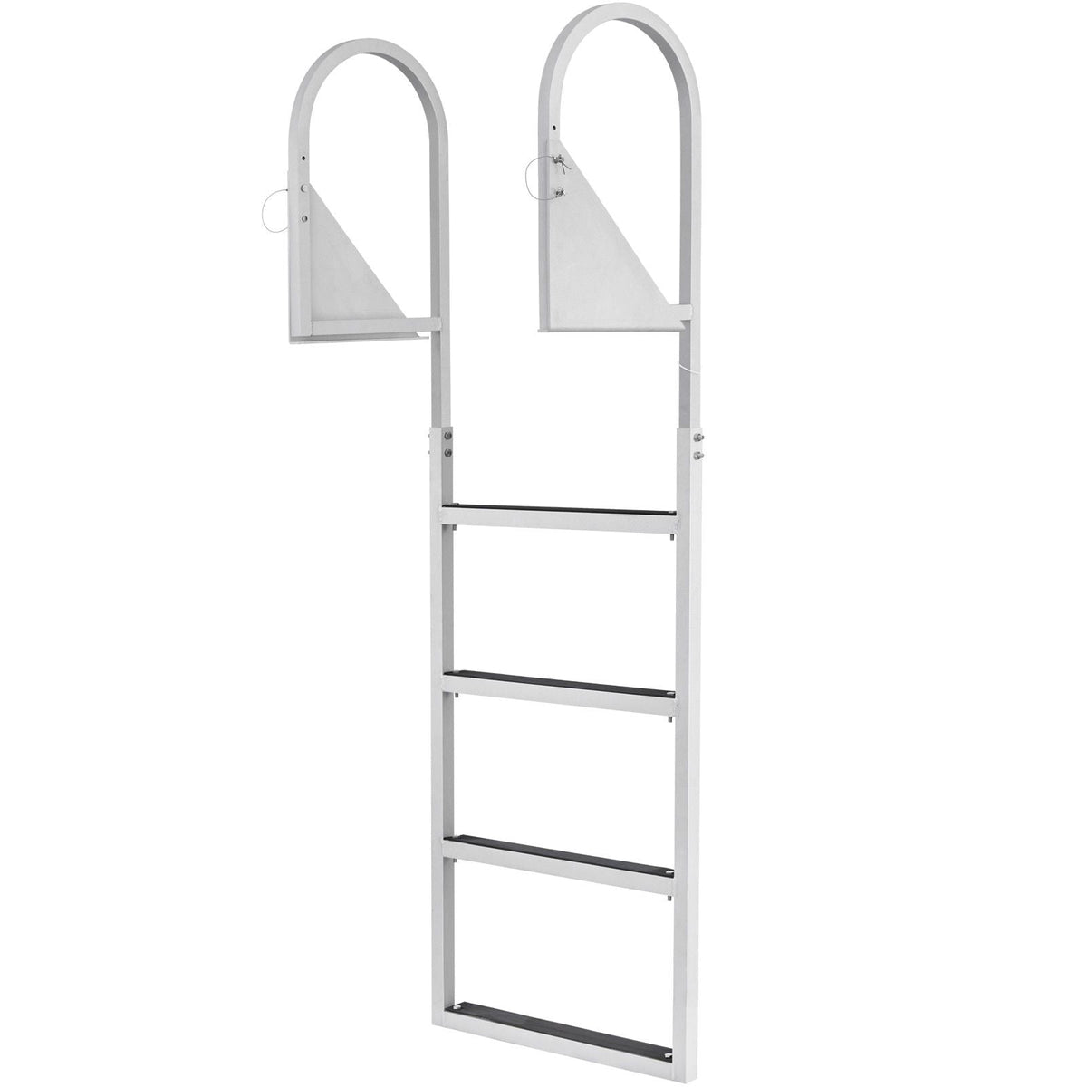 Dock Ladder Flip-Up 4 Steps, 350 lbs Load Capacity, Aluminum Alloy Pontoon Boat Ladder with Nonslip Mat, Swimming Ladder for Ship/Lake/Pool/Marine Boarding