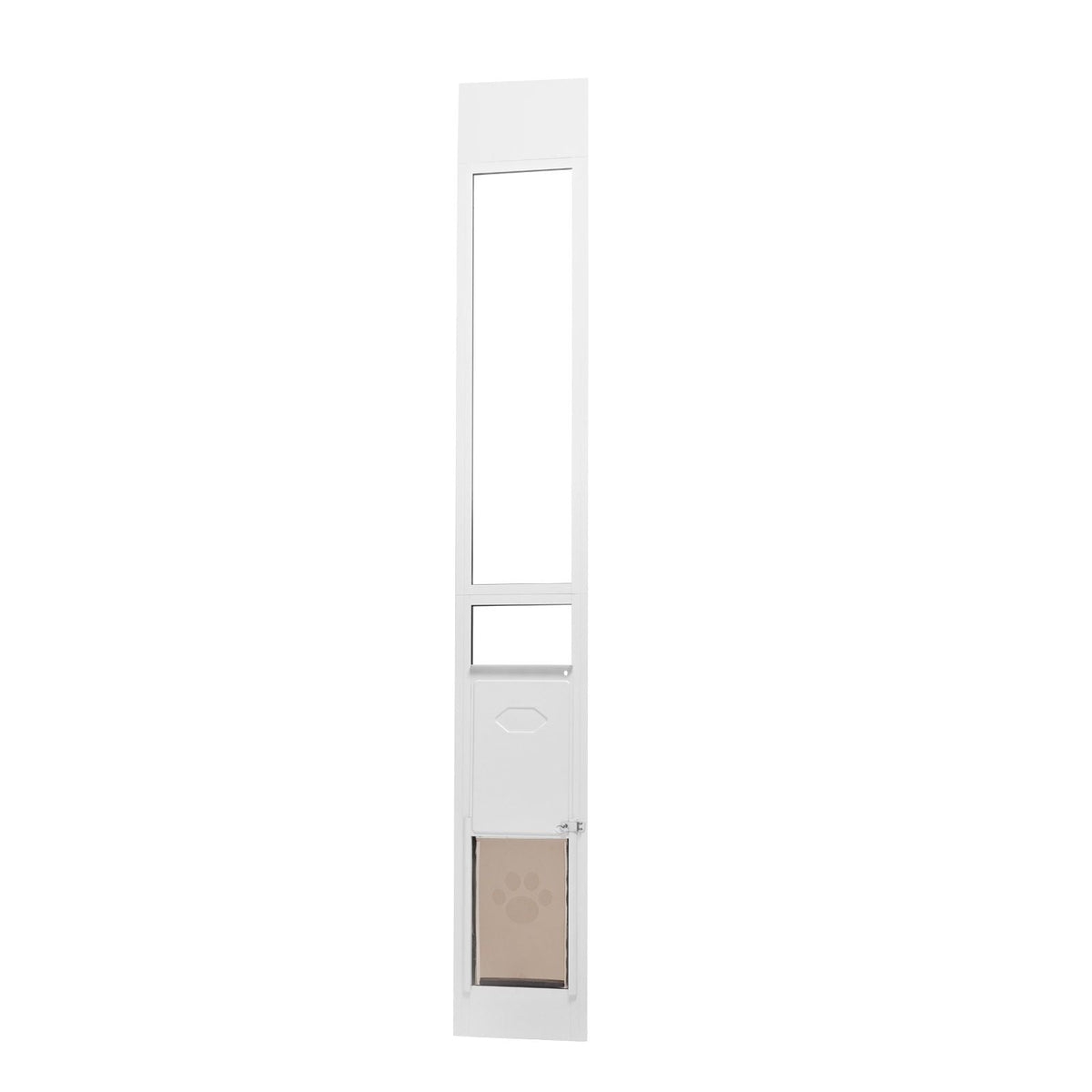 Dog Door for Sliding Glass Door, 75 7/8"-80 11/16" Adjustable Height Doggy Door for Sliding Doors, Aluminum Frame Tempered Glass Pet Door with Hinge Structure Flap and Lock for Small-Sized Dogs